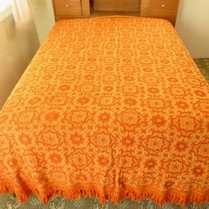 Vintage 1970's Orange Tapestry Bedspread